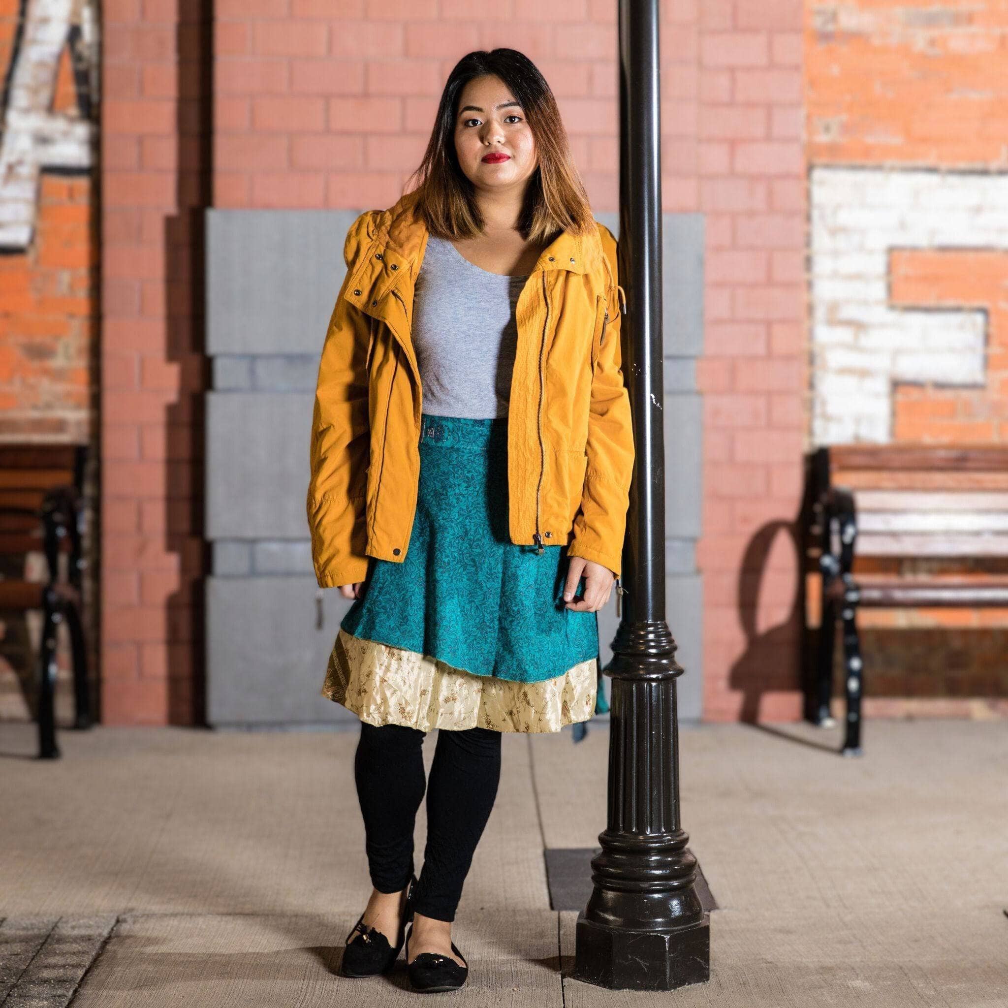 Knee-Length Mini Sari Wrap Skirts