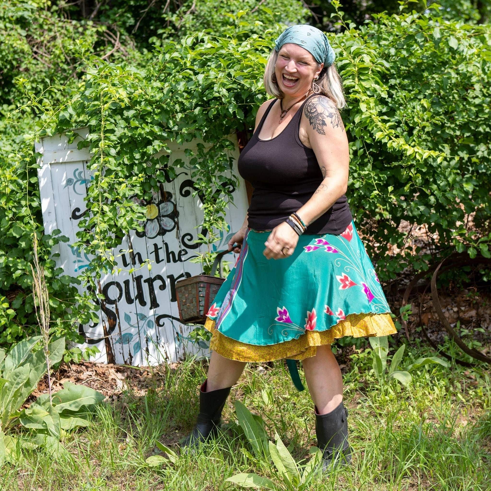 Knee-Length Mini Sari Wrap Skirts