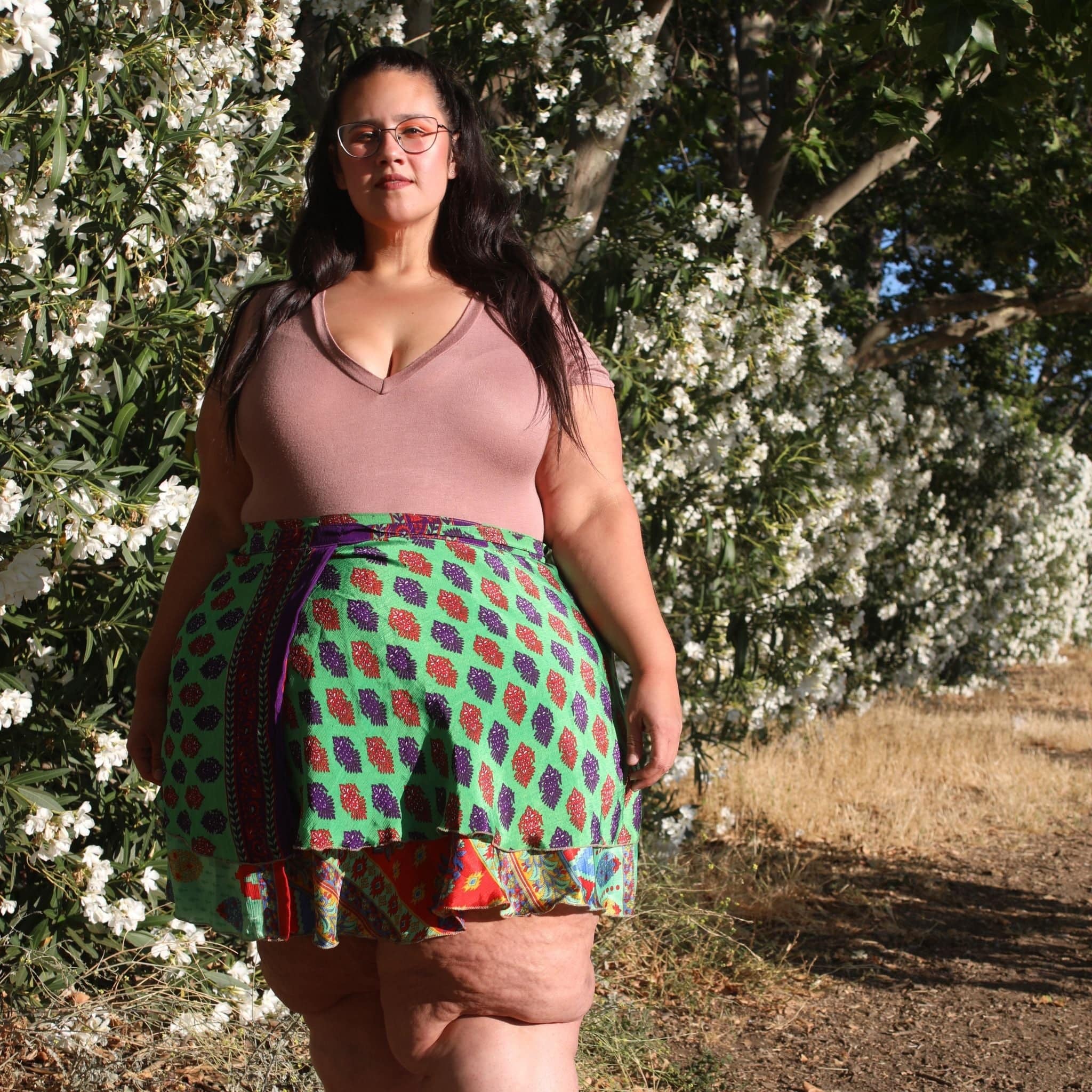 Knee-Length Mini Sari Wrap Skirts