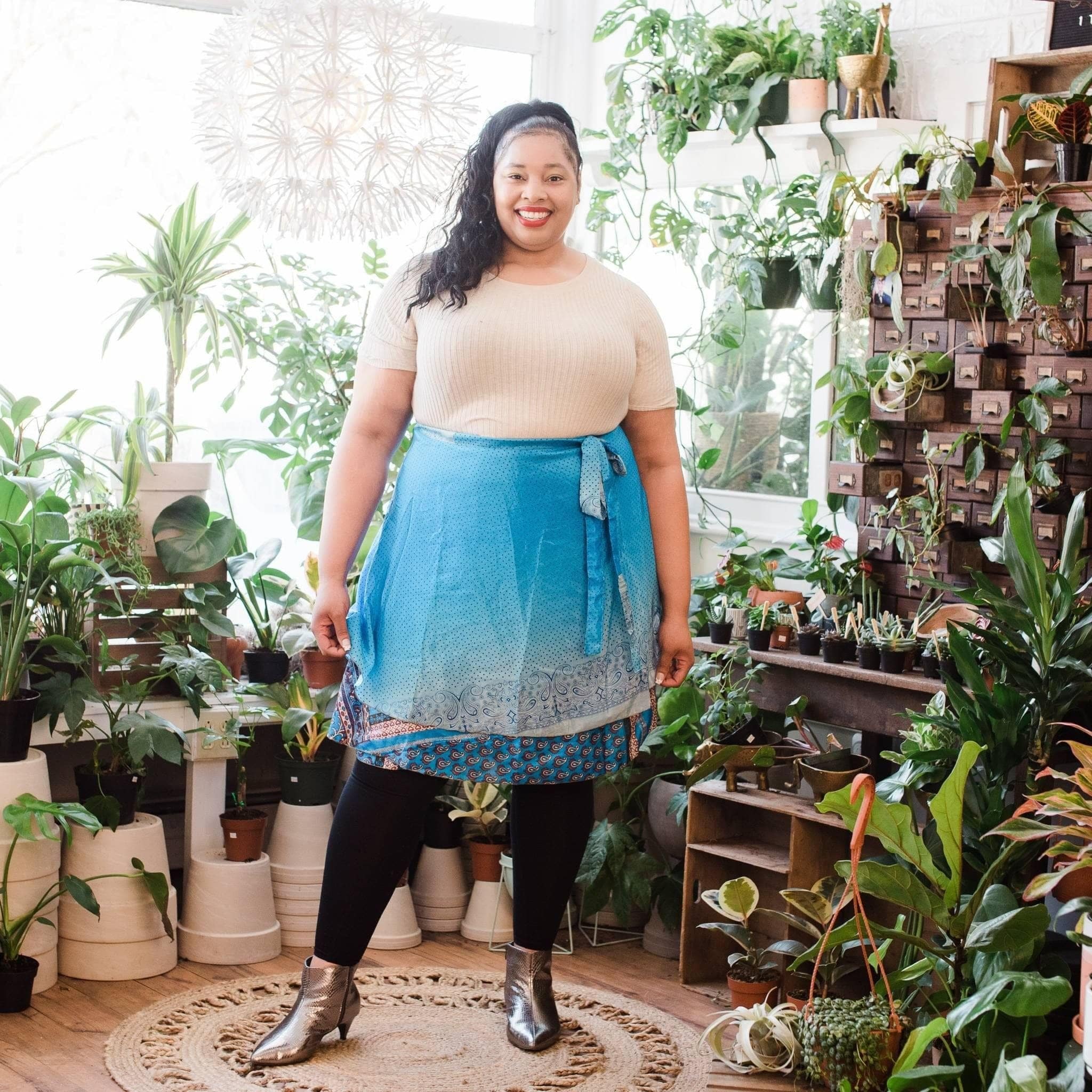 Knee-Length Mini Sari Wrap Skirts
