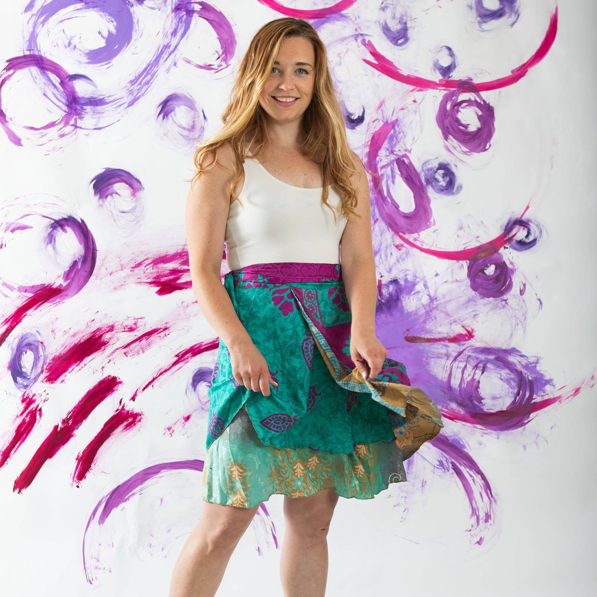 Knee-Length Mini Sari Wrap Skirts