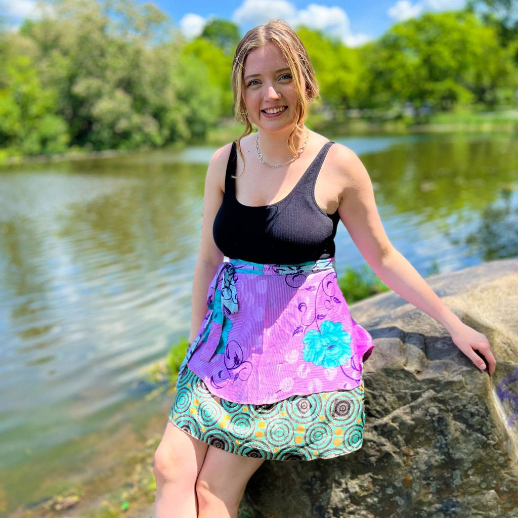 Knee-Length Mini Sari Wrap Skirts