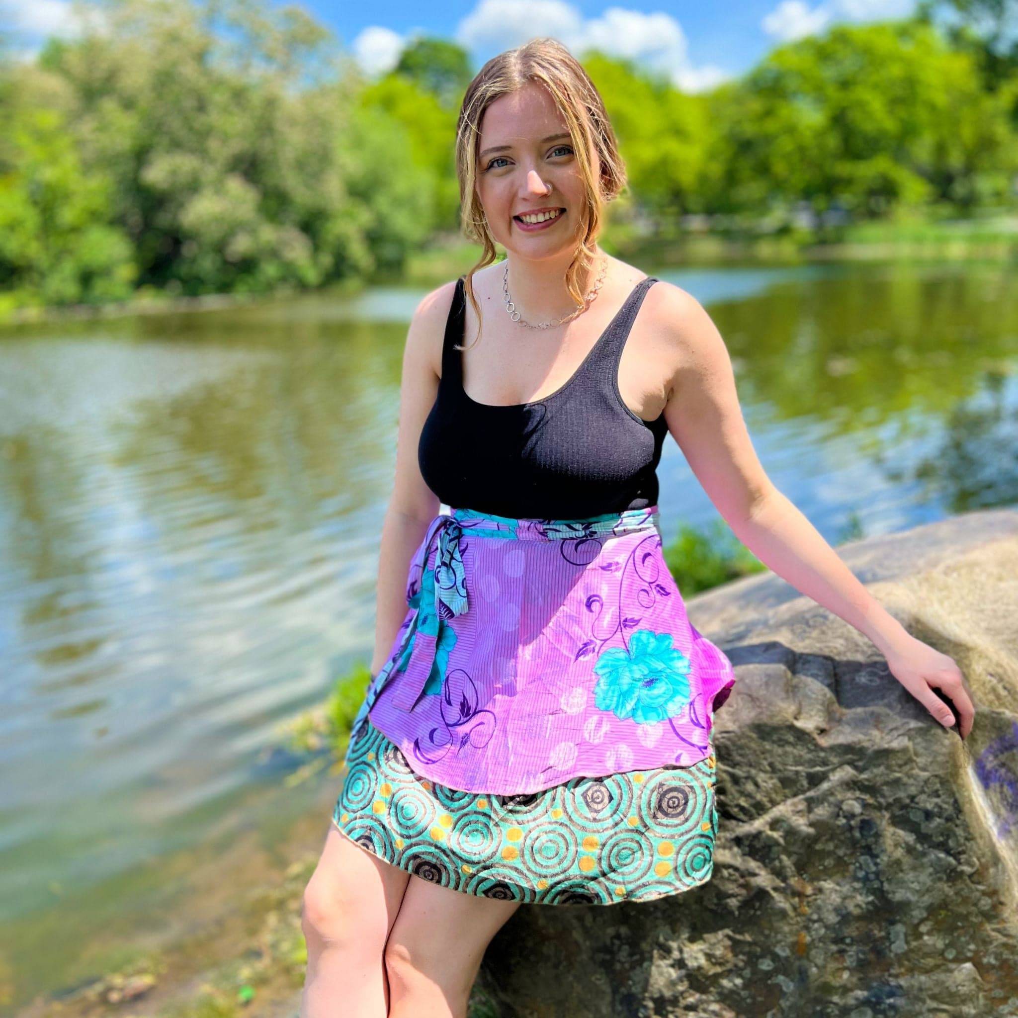 Knee-Length Mini Sari Wrap Skirts