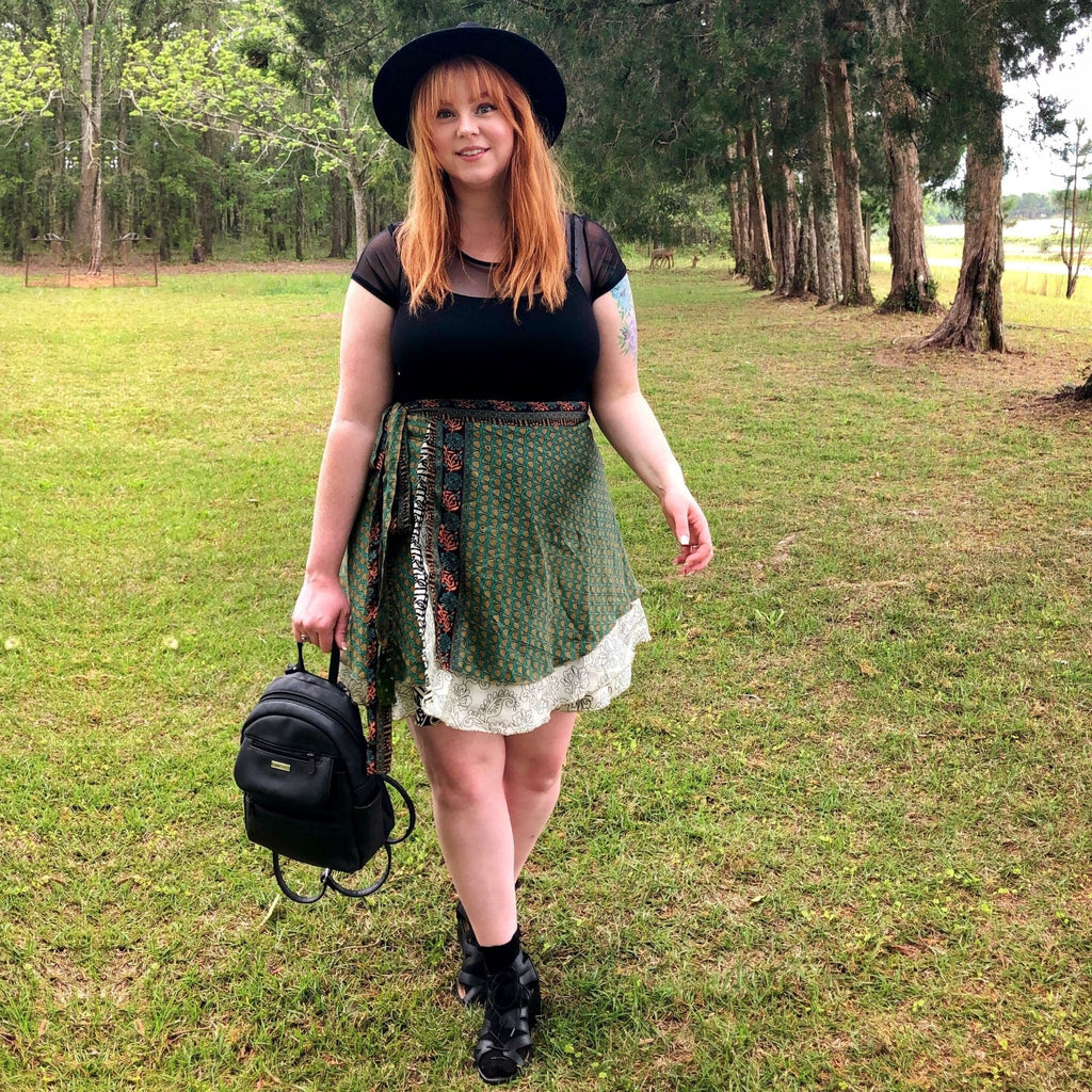 Knee-Length Mini Sari Wrap Skirts