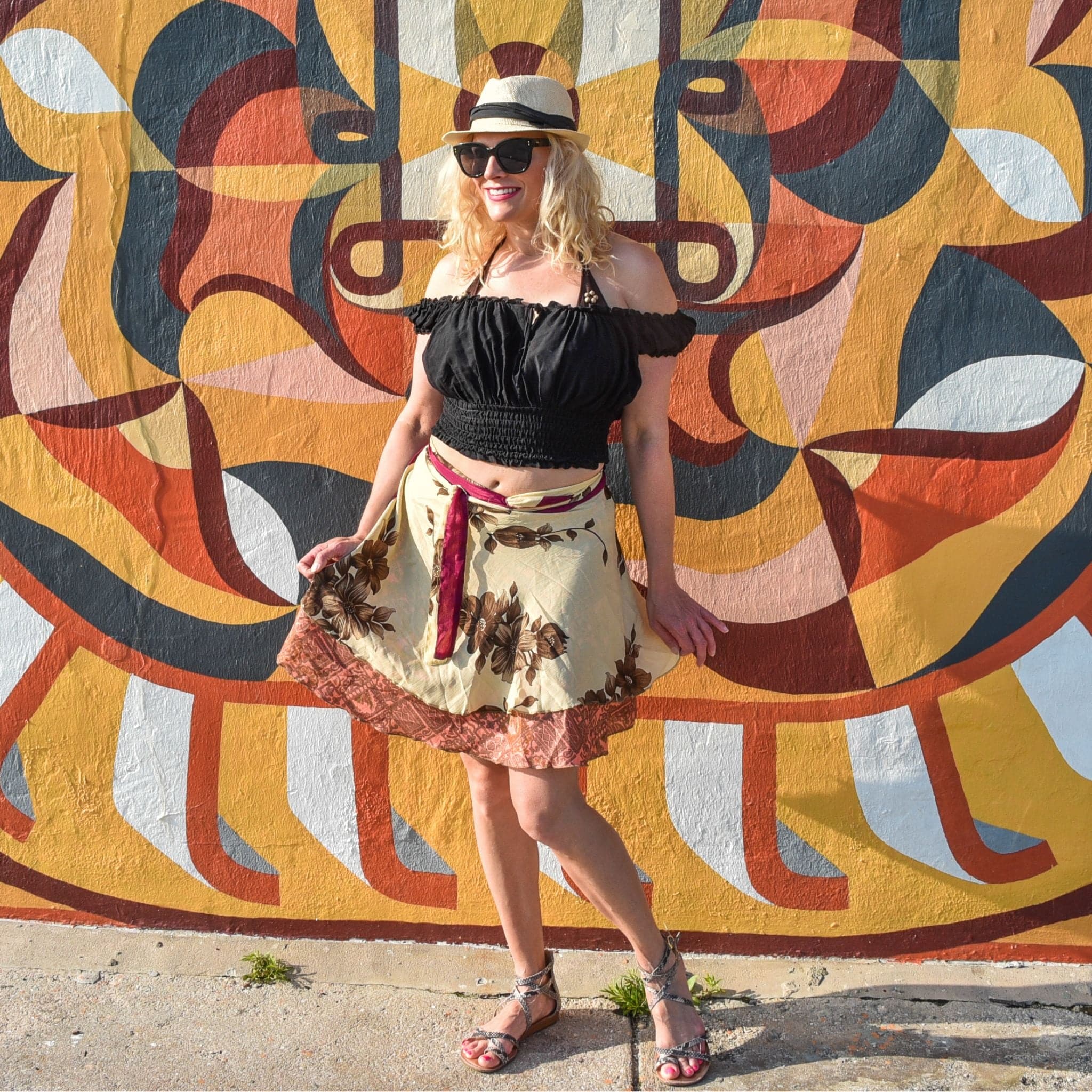 Knee-Length Mini Sari Wrap Skirts