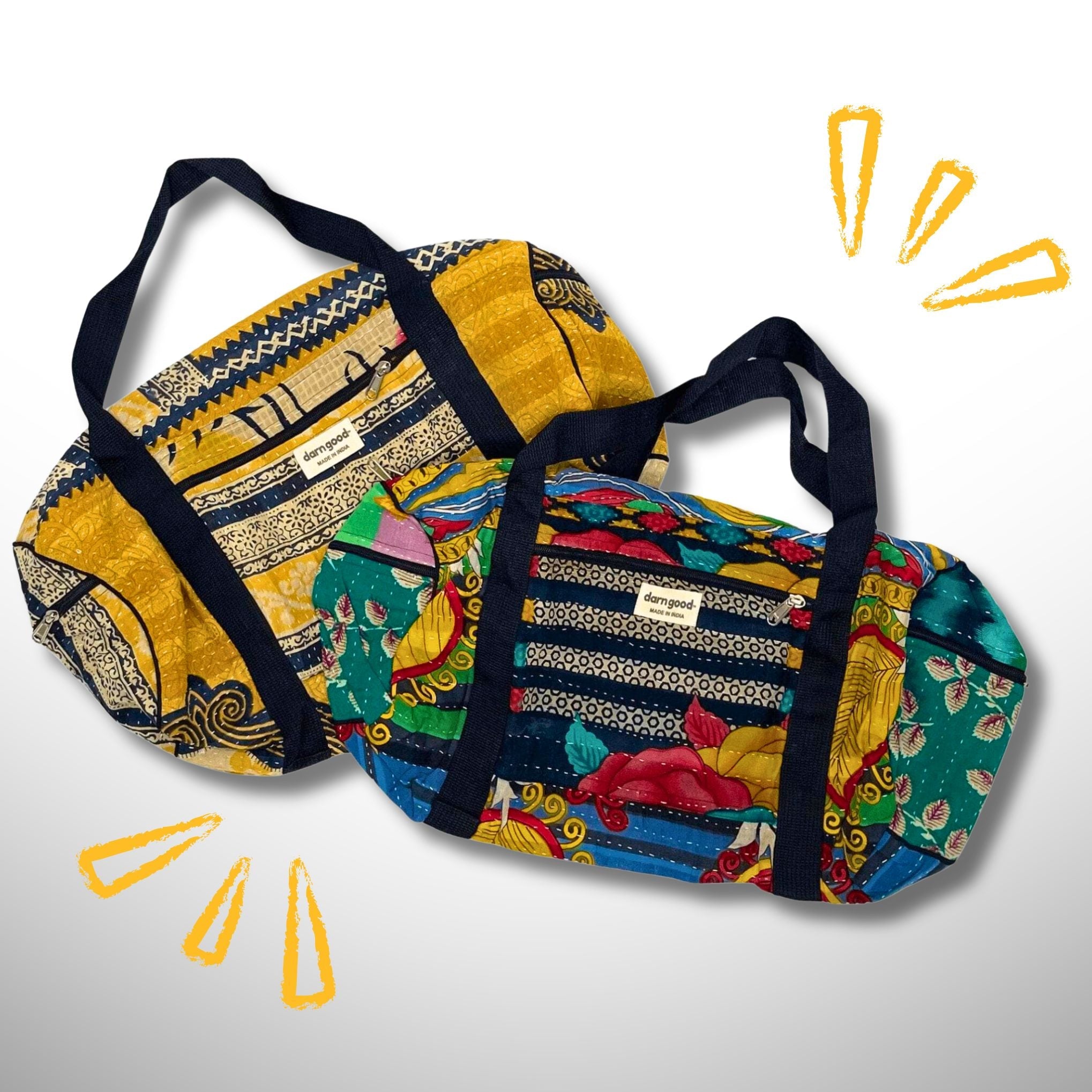 Handcrafted Kantha Stitch Overnight Travel Bag – Boho Weekender Bag