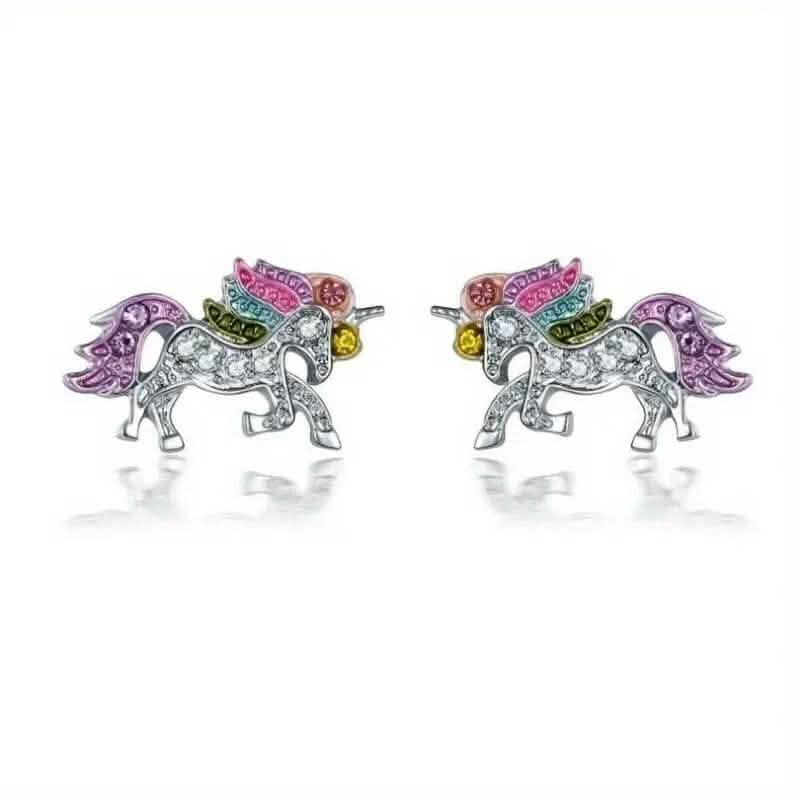 Unicorn Jewelry Set – Earrings, Necklace, Ring & Bracelet | Silver & Gold | 4-Piece