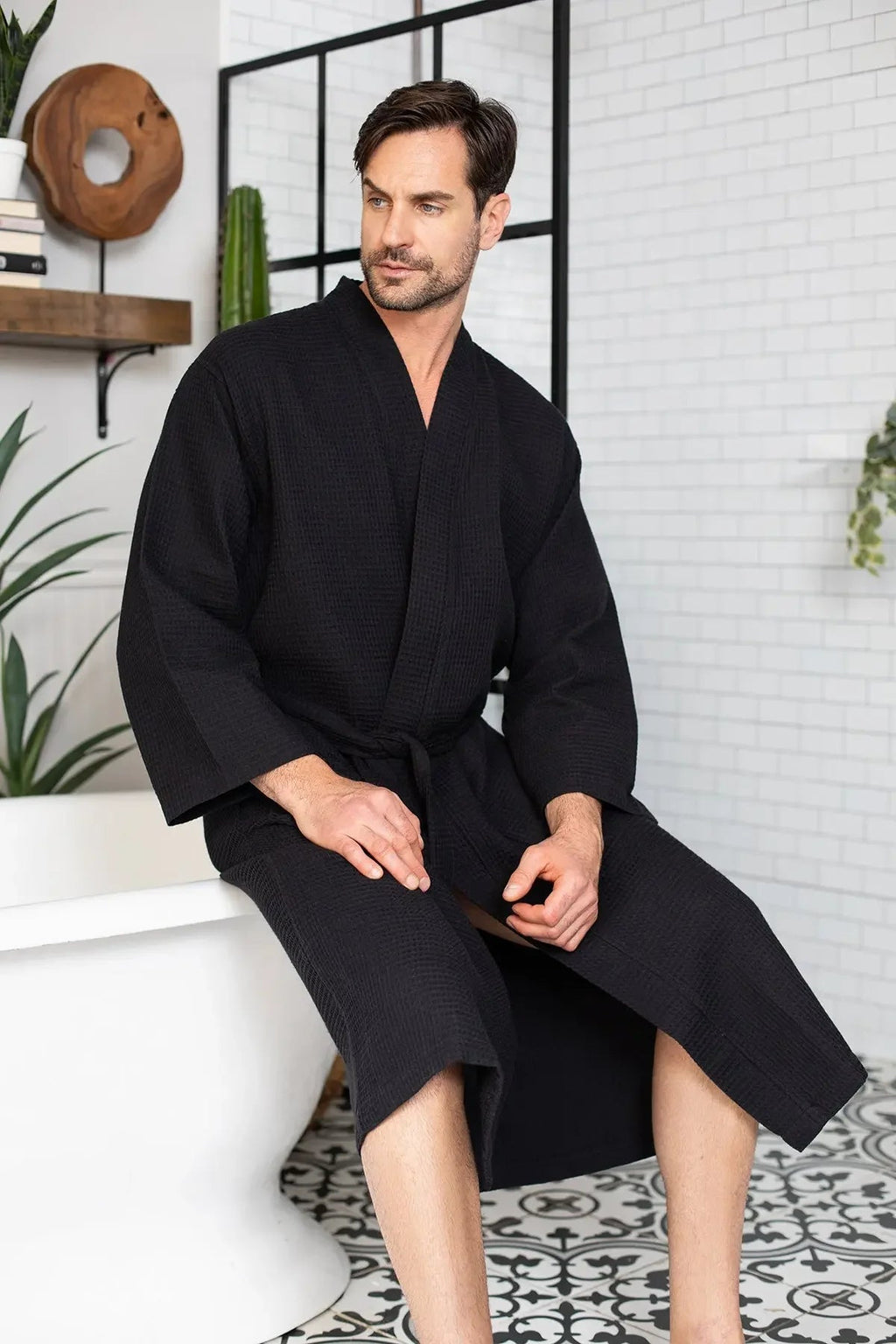 Waffle Spa Robe – Lightweight Quick-Dry Kimono Bath Robe