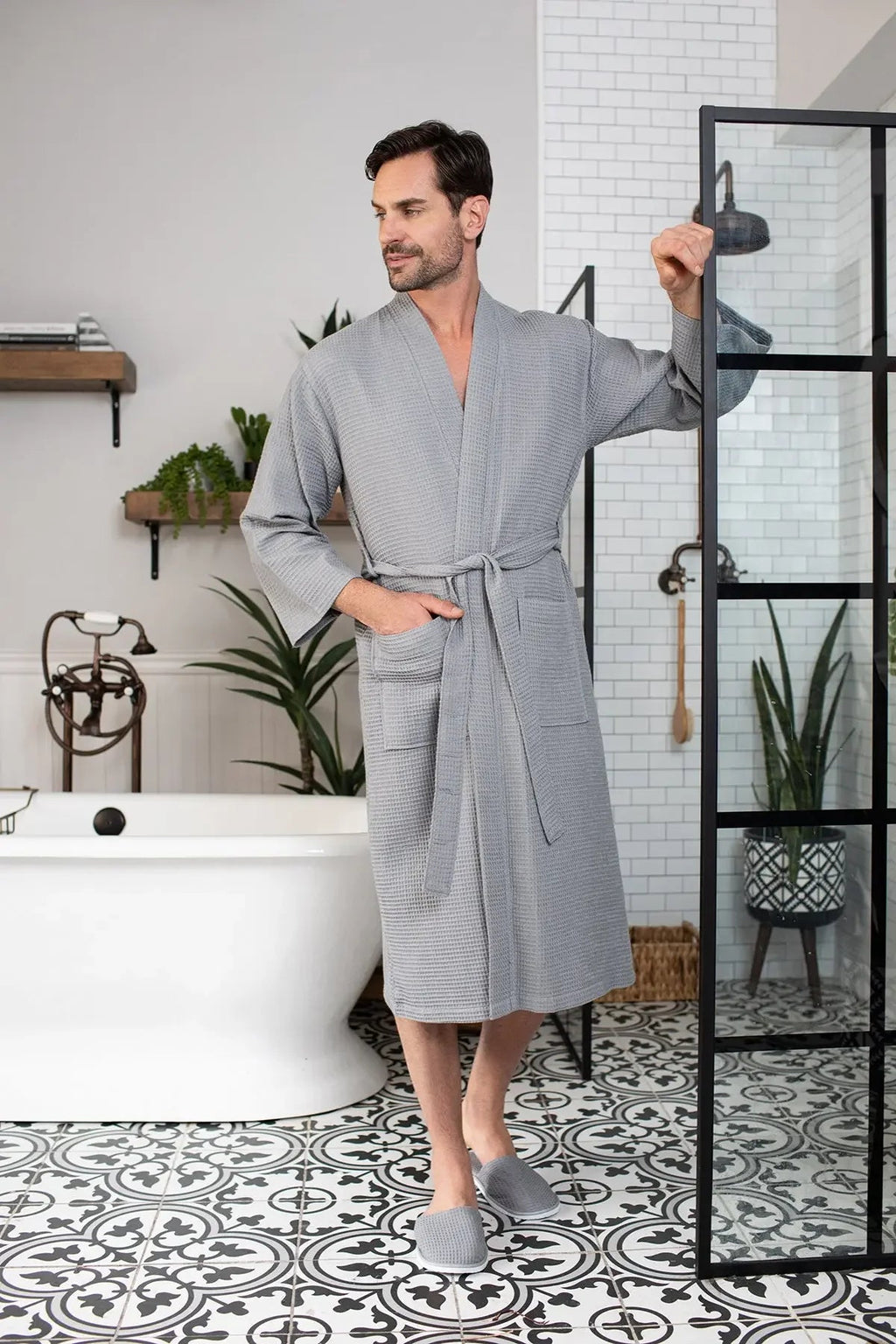 Waffle Spa Robe – Lightweight Quick-Dry Kimono Bath Robe