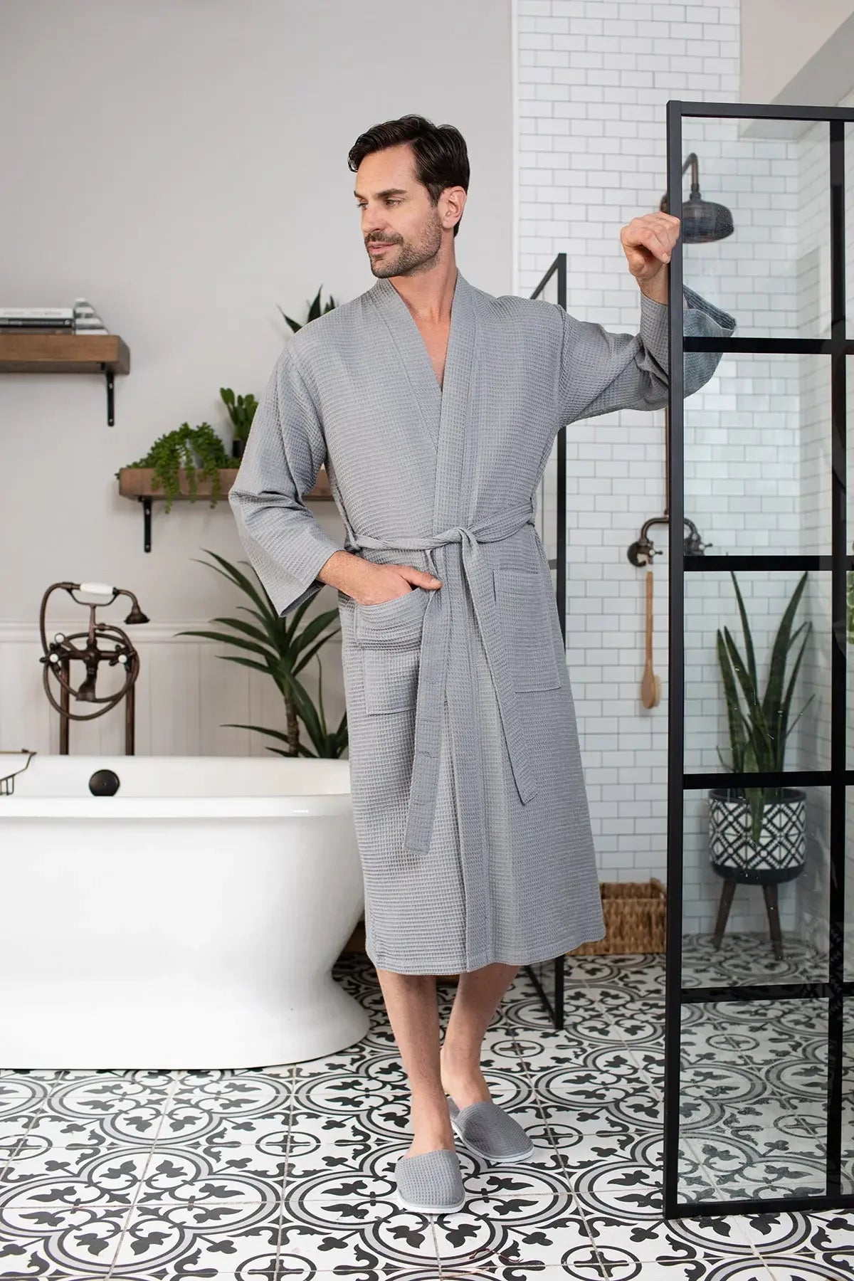 Waffle Spa Robe – Lightweight Quick-Dry Kimono Bath Robe