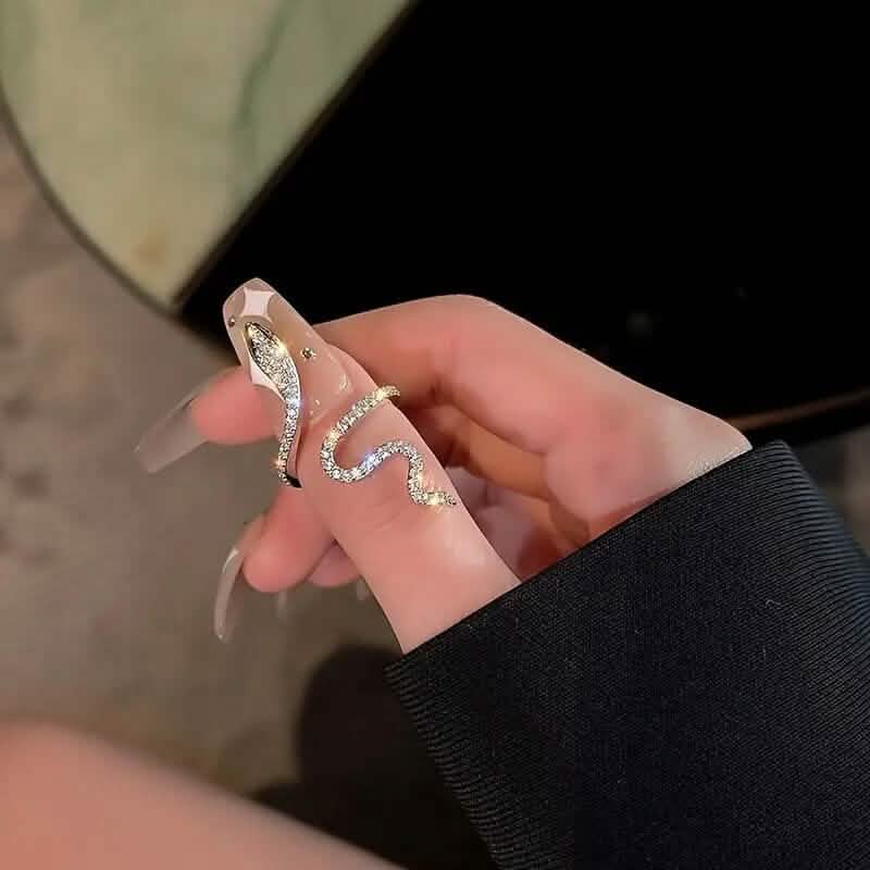 Cubic Zirconia Snake Ring – Adjustable | Silver & Gold | Women's Statement Ring