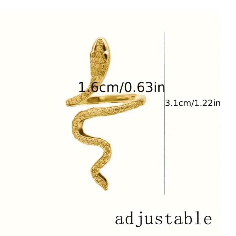 Cubic Zirconia Snake Ring – Adjustable | Silver & Gold | Women's Statement Ring