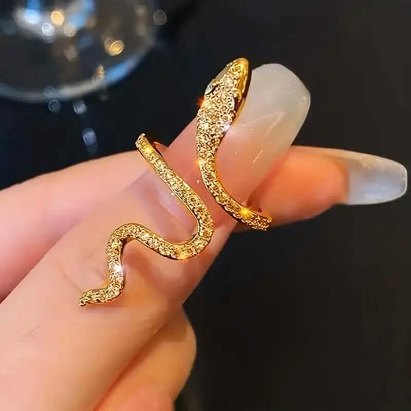 Cubic Zirconia Snake Ring – Adjustable | Silver & Gold | Women's Statement Ring