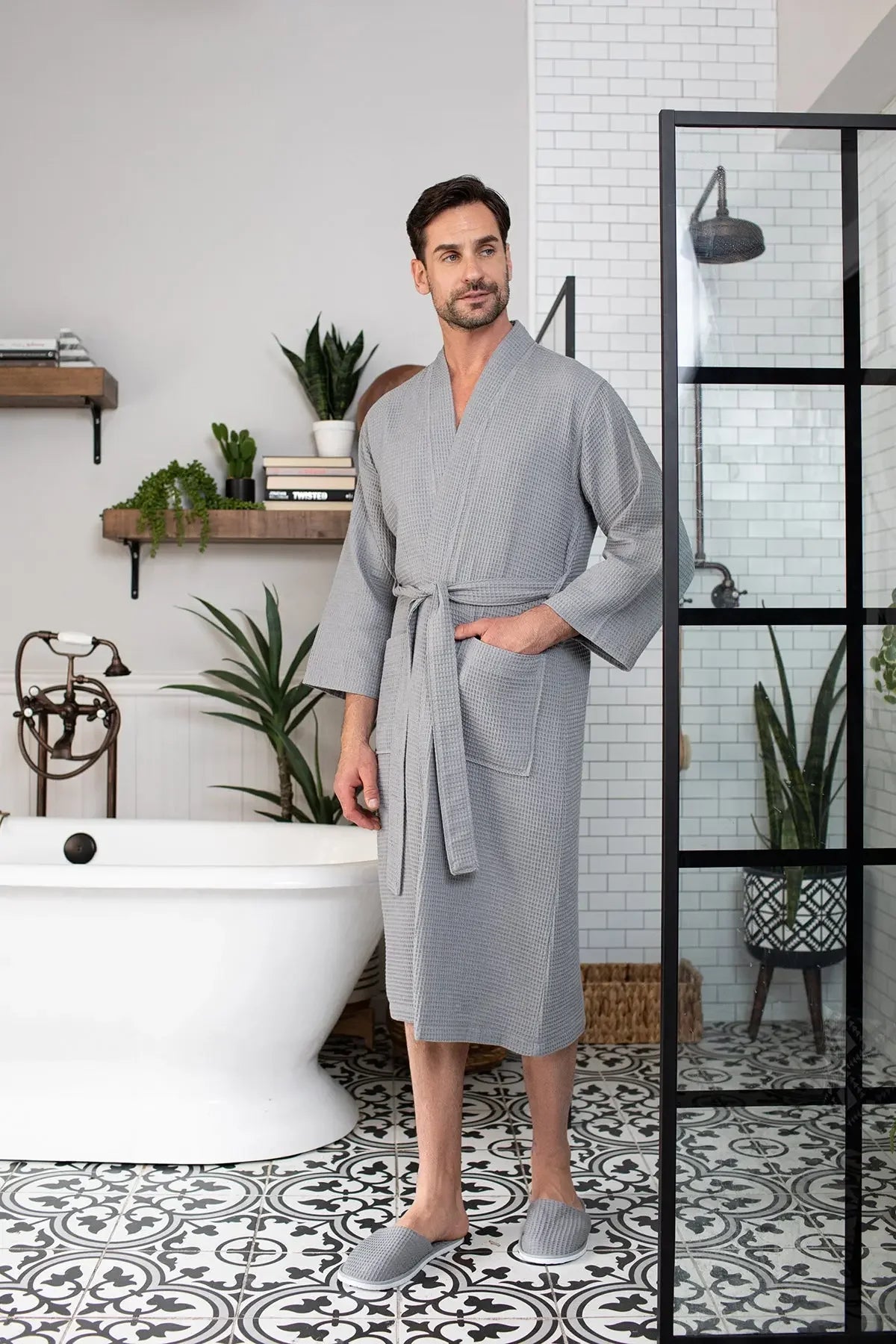 Waffle Spa Robe – Lightweight Quick-Dry Kimono Bath Robe