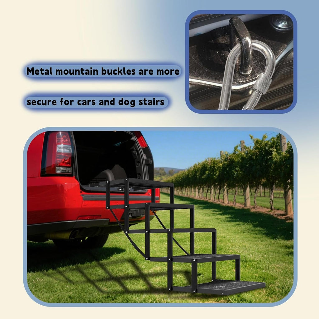 Heavy Duty Dog Car Stairs – Foldable 5-Step Pet Steps for Large Dogs | Up to 220 lbs
