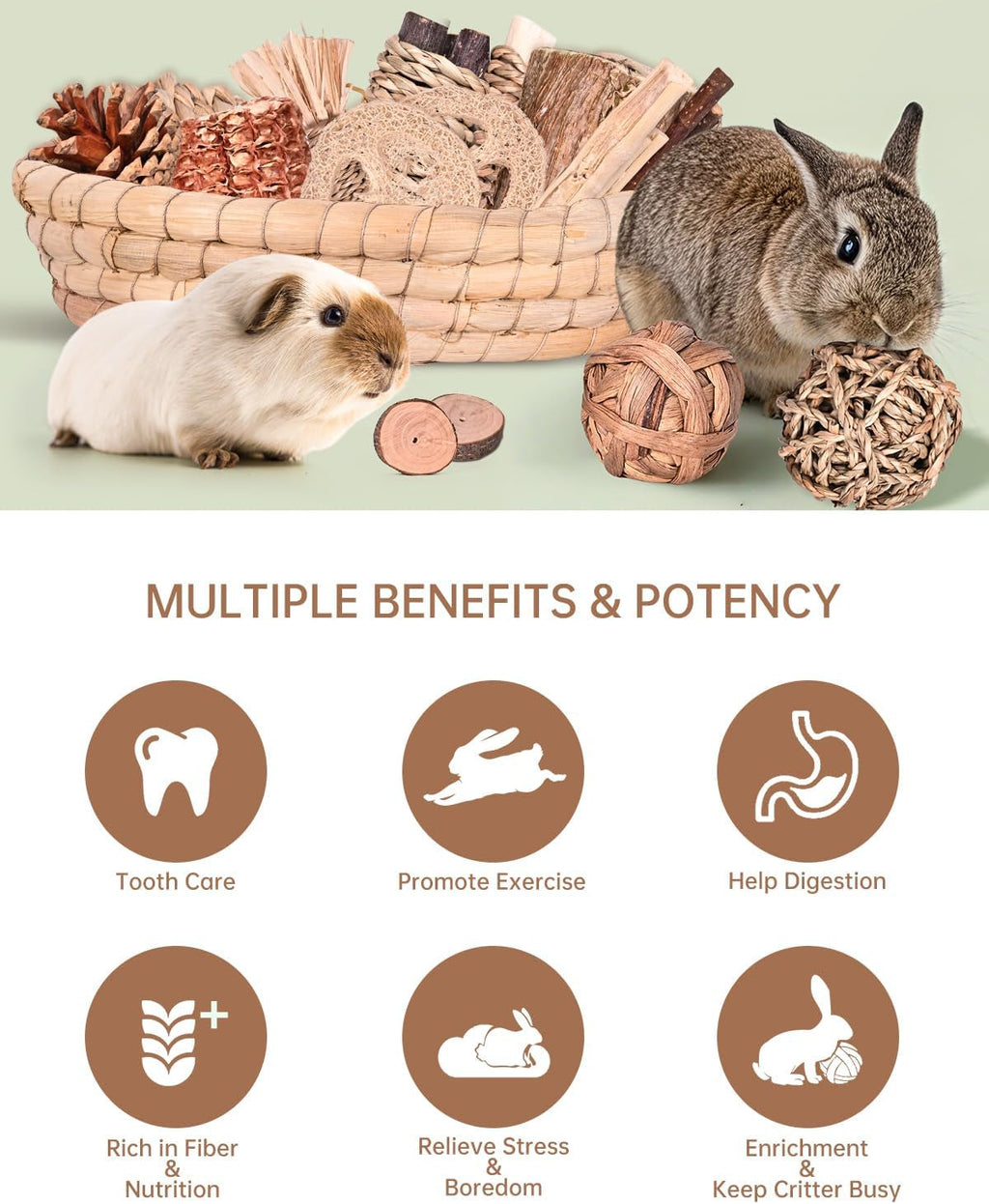 31-Piece Natural Rabbit Chew Toy Set