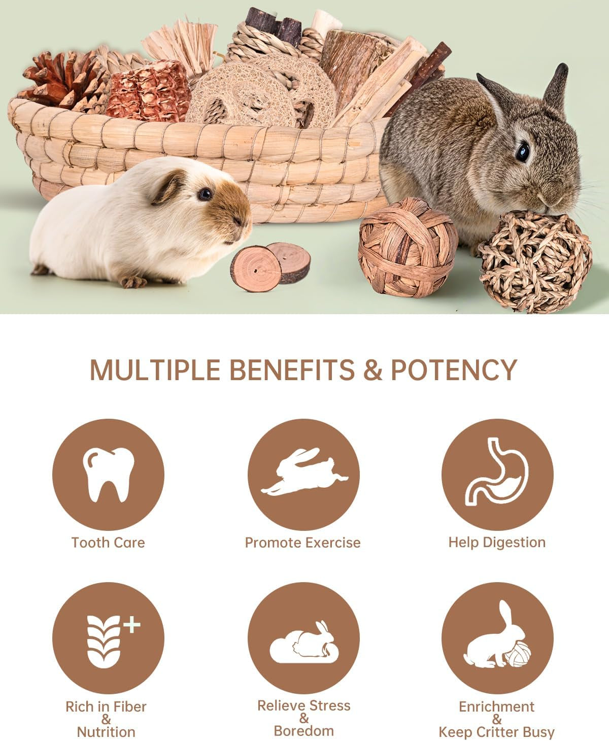 31-Piece Natural Rabbit Chew Toy Set