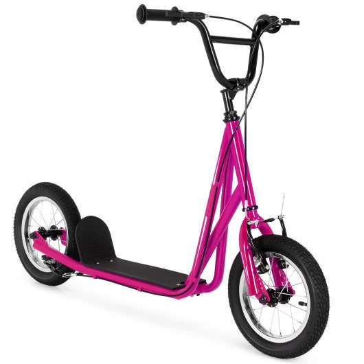 Kids Kick Scooter with 12" Air-Filled Wheels – Height Adjustable | Pink