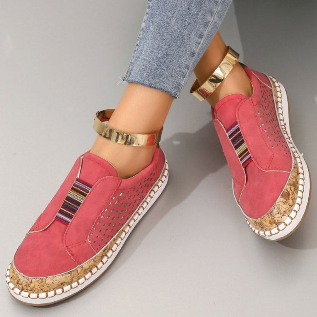 Slip-On Sneakers with Cork Trim Detail