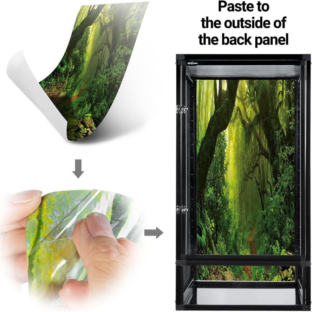 Step-by-step guide on applying a nature-themed vinyl wrap to the screen terrarium.