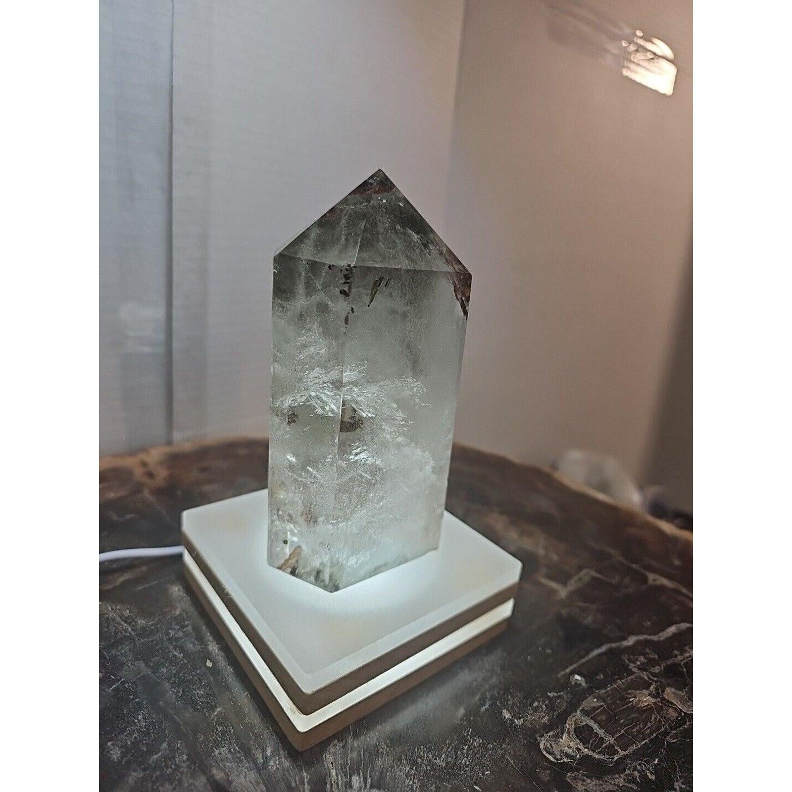 Green Ghost Phantom Quartz Obelisk — 1.73 lb | Natural Crystal Tower from Madagascar