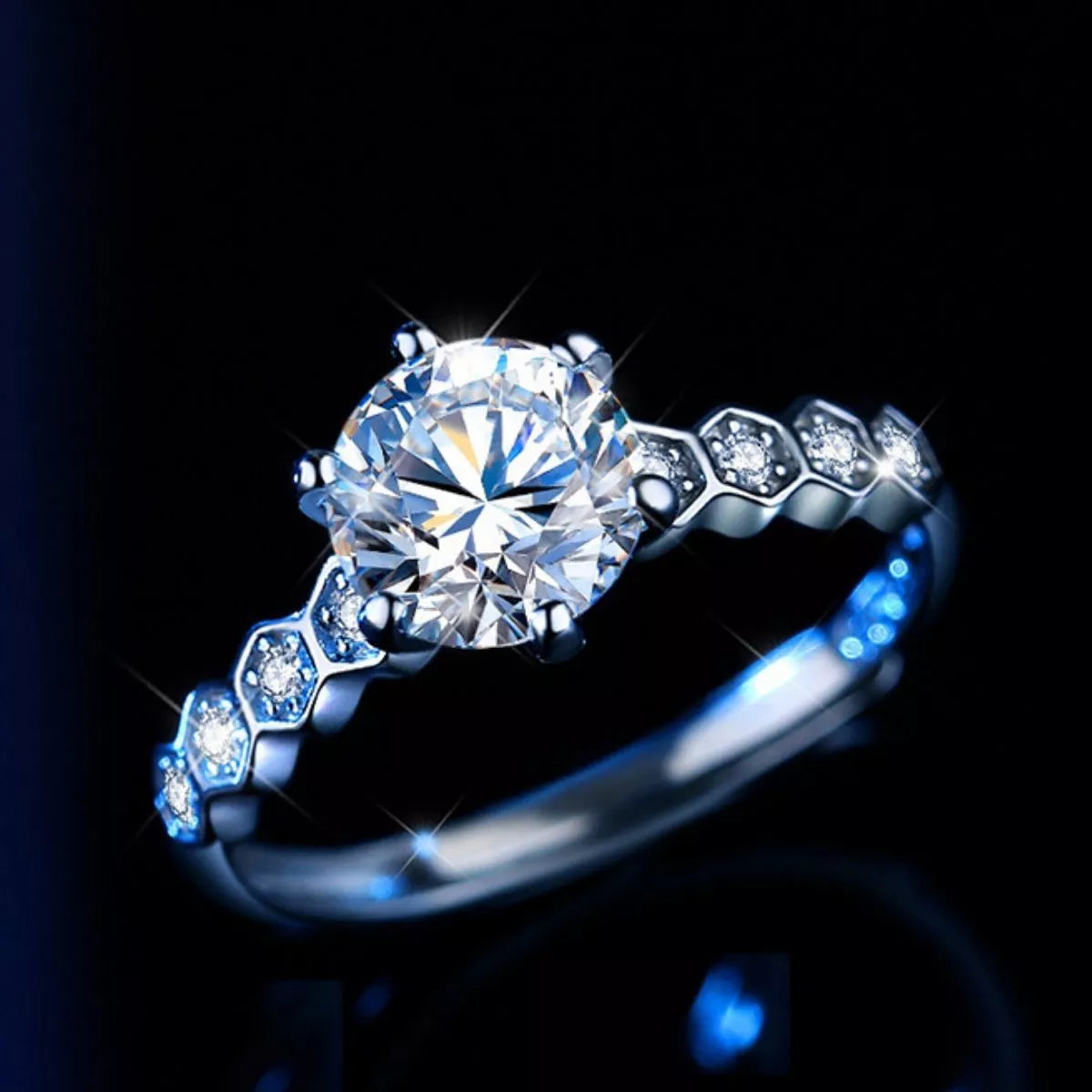 1 Carat Moissanite Sterling Silver Ring
