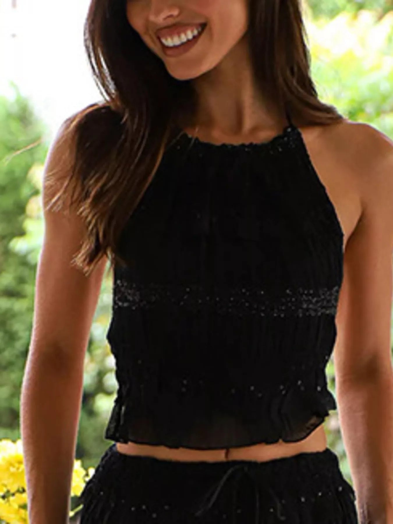 Smocked Halter Top & Maxi Skirt Matching Set