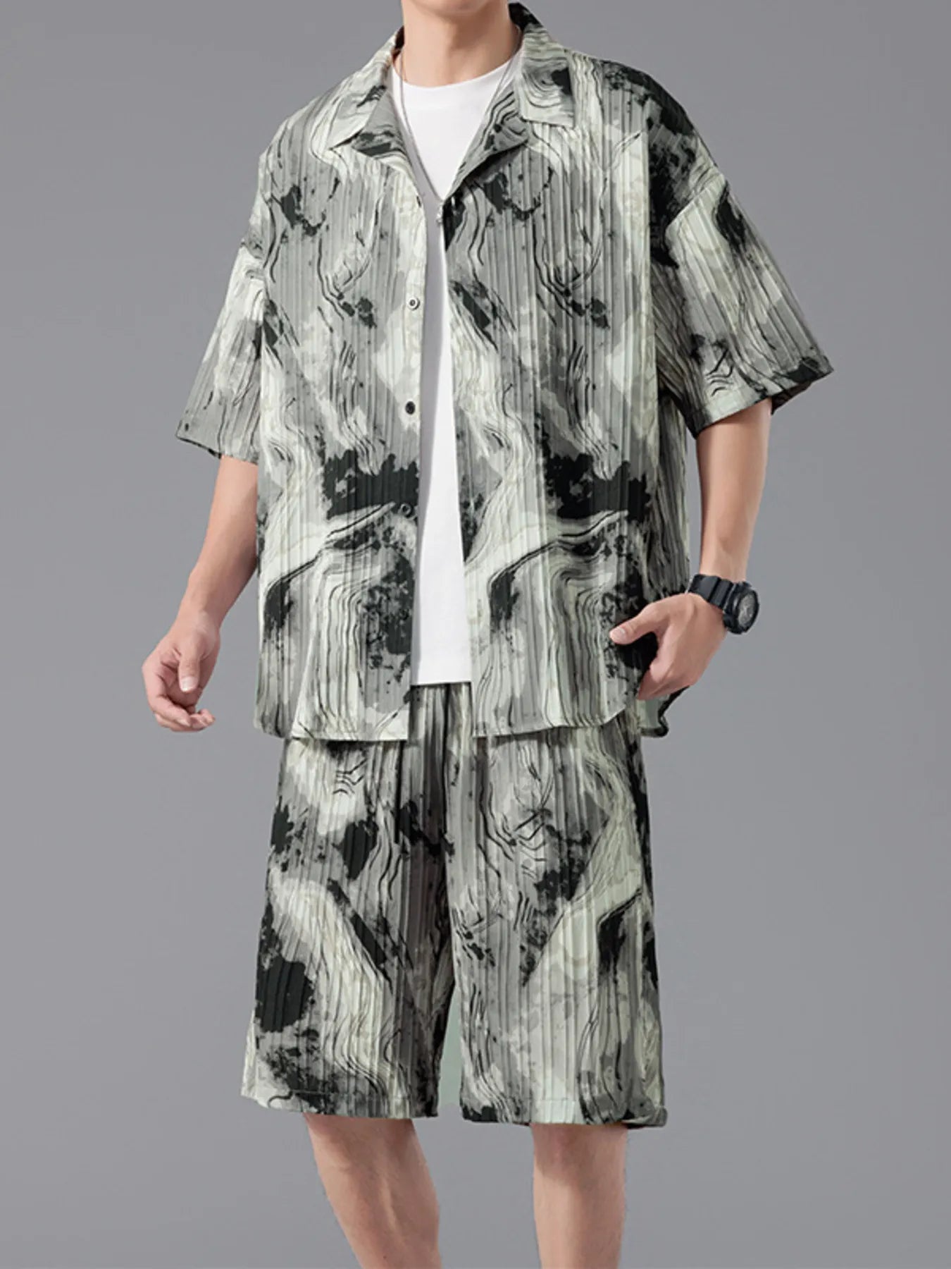 Men's Tie-Dye Shirt and Shorts Set