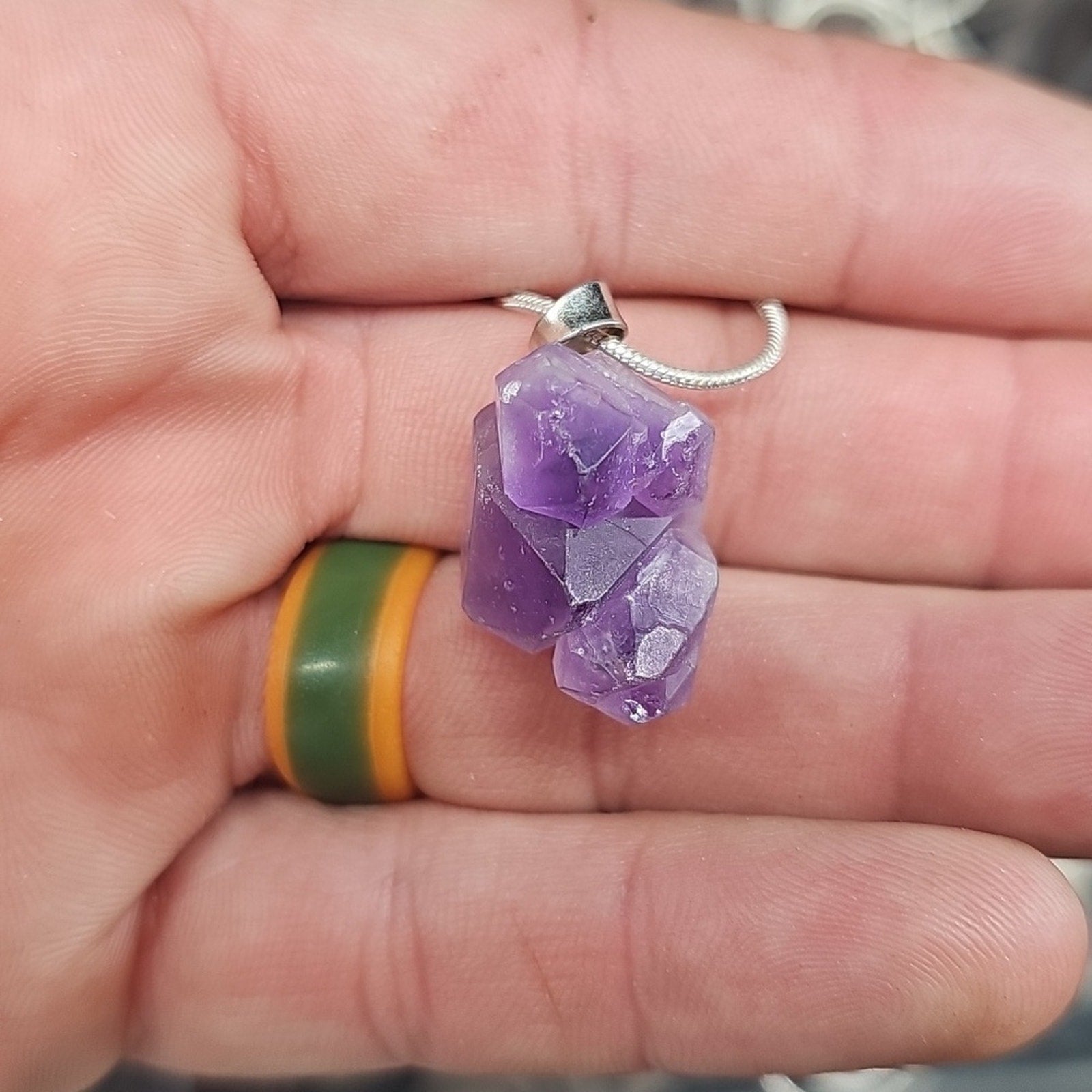Purple Amethyst Pendant Necklace | Natural Stone & Silver Chain