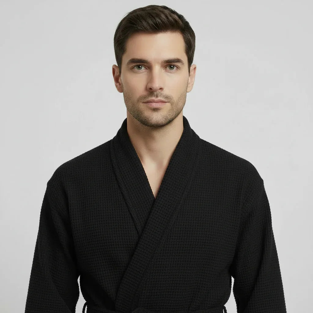 Waffle Spa Robe – Lightweight Quick-Dry Kimono Bath Robe