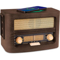Retro Vintage Radio with Qi Wireless Charging, Bluetooth 5.1 & AM/FM