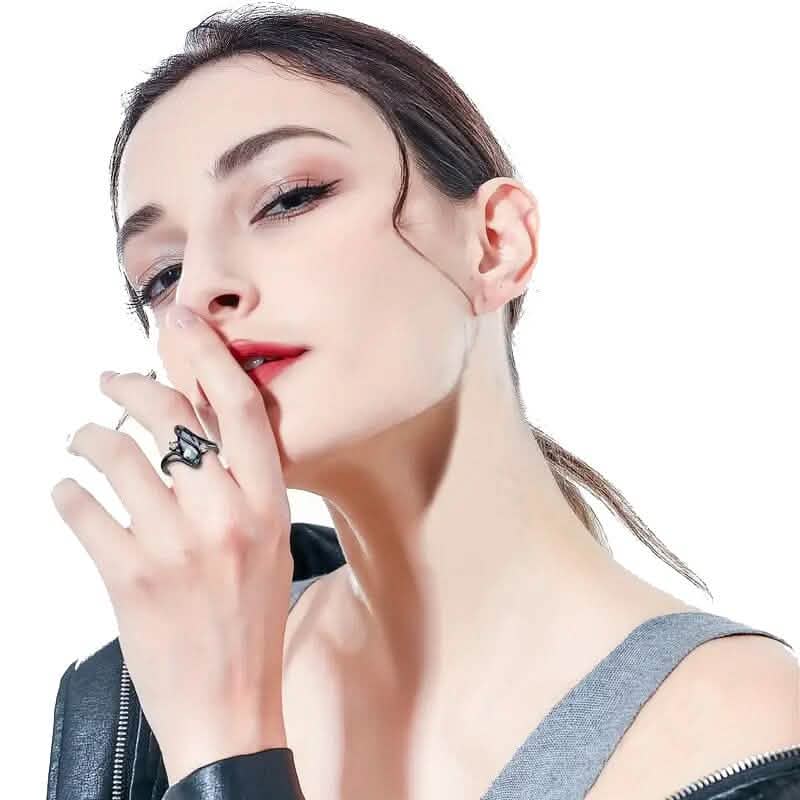 Geometric Zircon Women's Ring – Black Copper | Sizes 5–10