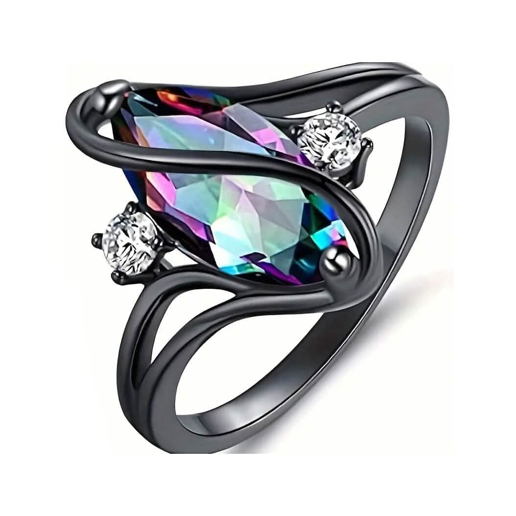 Geometric Zircon Women's Ring – Black Copper | Sizes 5–10