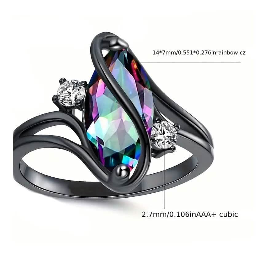 Geometric Zircon Women's Ring – Black Copper | Sizes 5–10