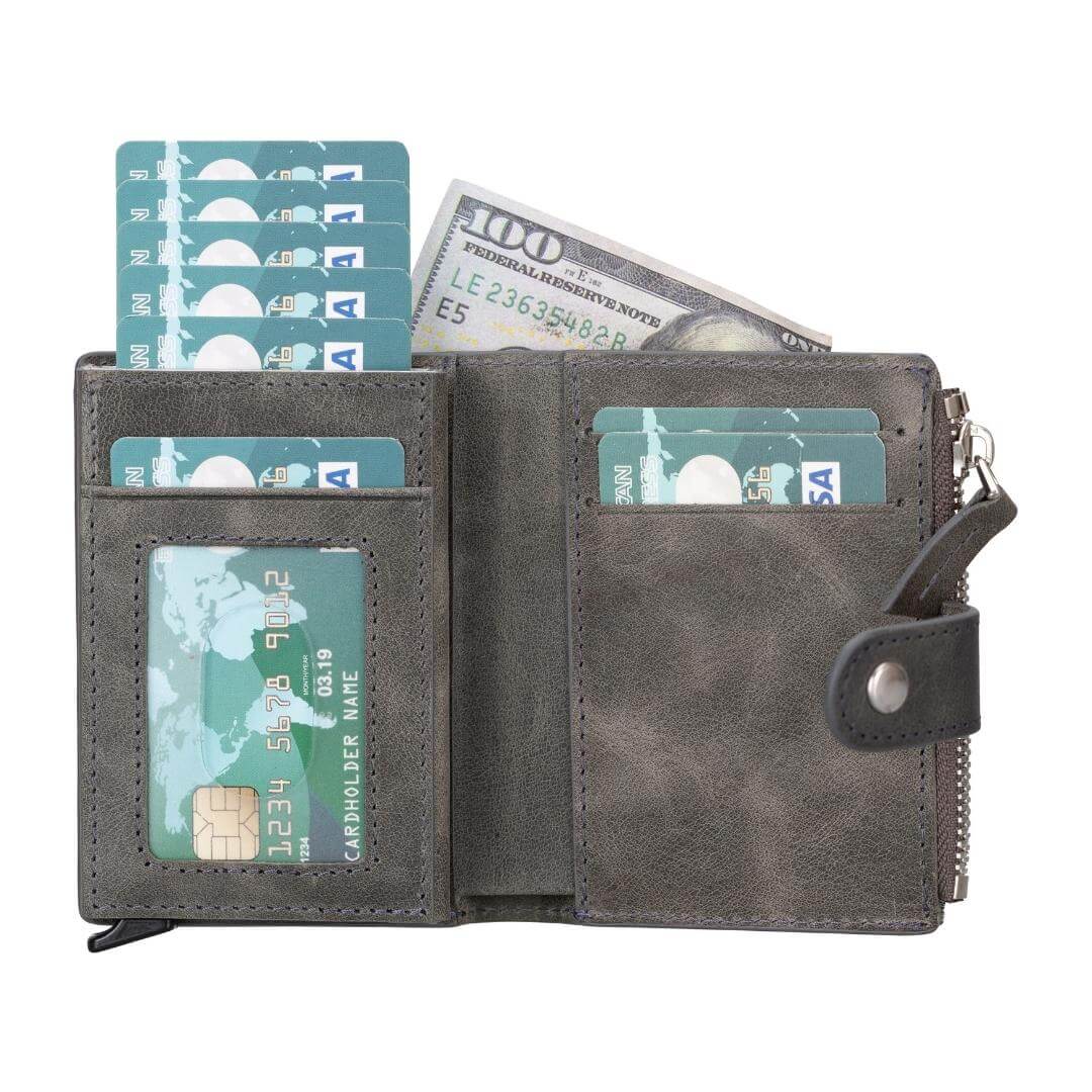TORONATA Glenrock Genuine Cowhide Leather Pop-Up Card Holder Wallet