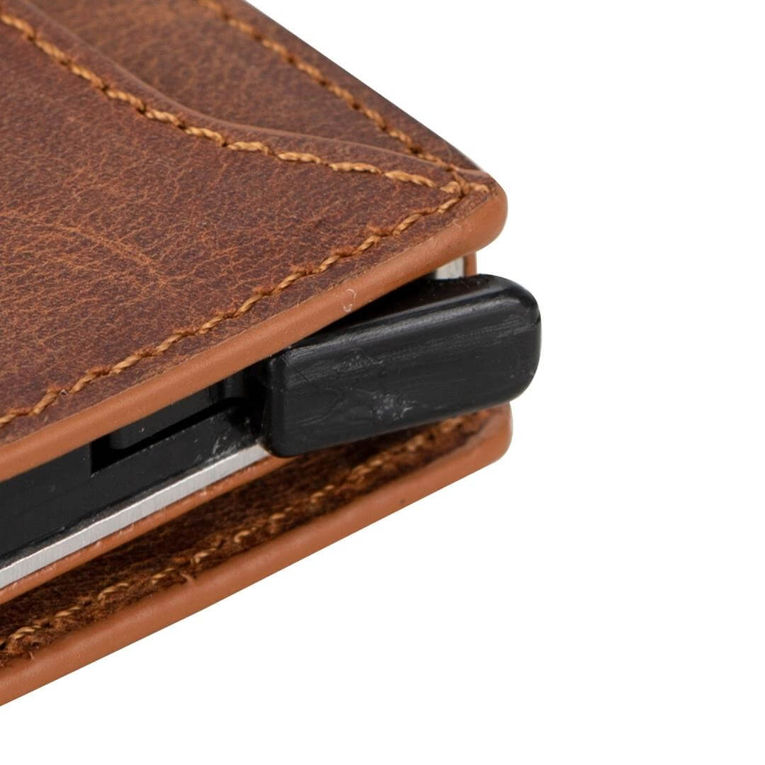 TORONATA Glenrock Genuine Cowhide Leather Pop-Up Card Holder Wallet