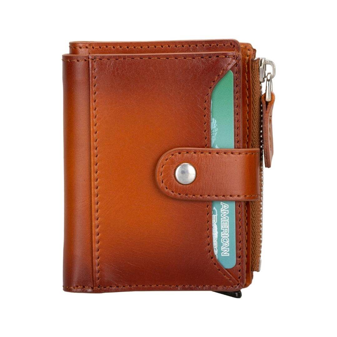 TORONATA Glenrock Genuine Cowhide Leather Pop-Up Card Holder Wallet