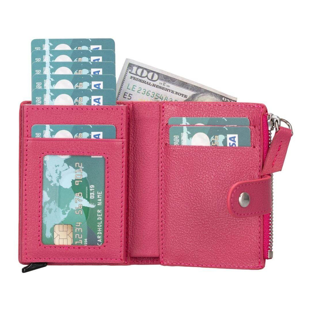 TORONATA Glenrock Genuine Cowhide Leather Pop-Up Card Holder Wallet