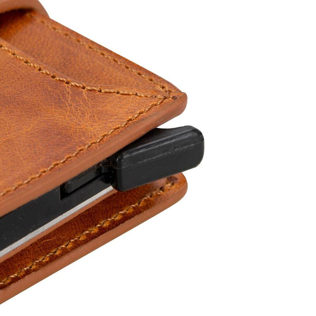 TORONATA Glenrock Genuine Cowhide Leather Pop-Up Card Holder Wallet