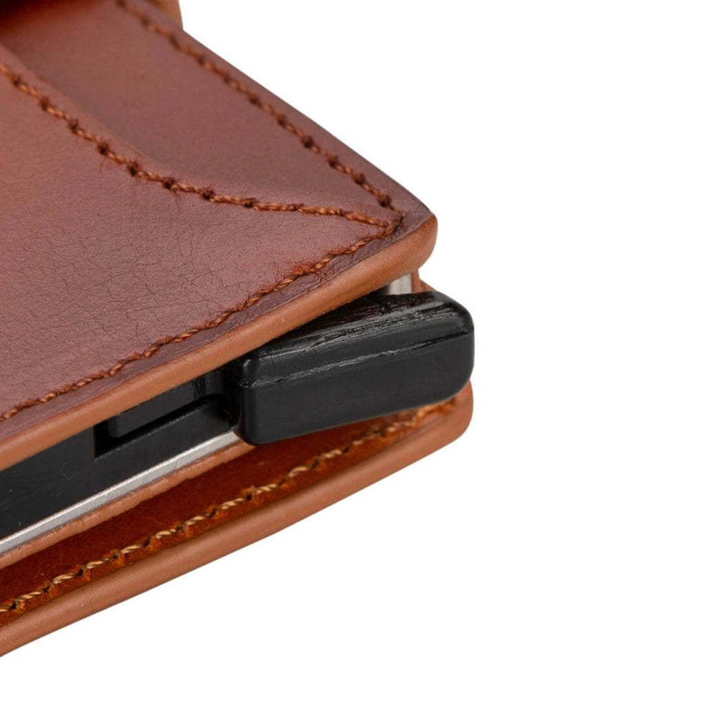 TORONATA Glenrock Genuine Cowhide Leather Pop-Up Card Holder Wallet