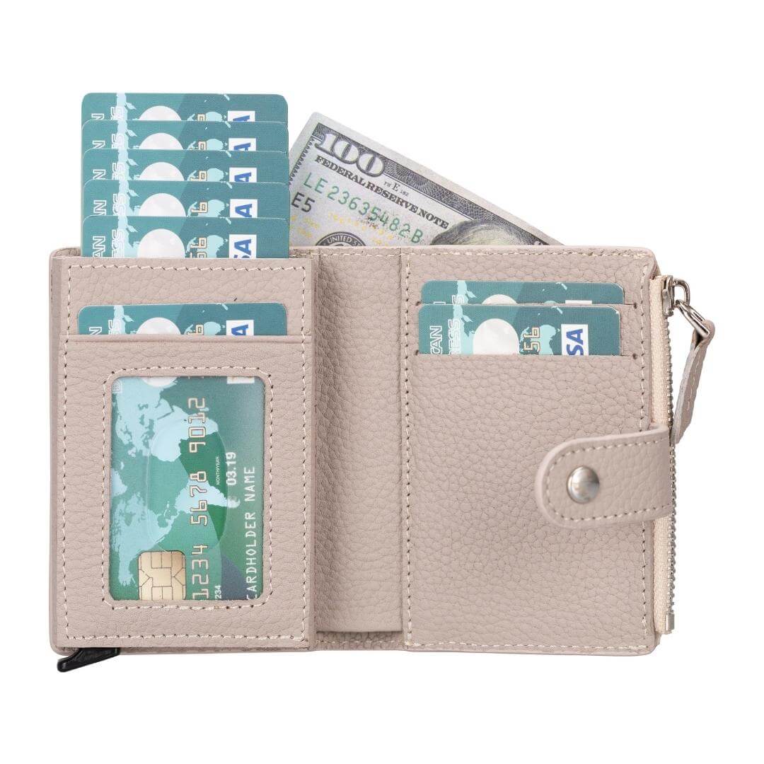TORONATA Glenrock Genuine Cowhide Leather Pop-Up Card Holder Wallet