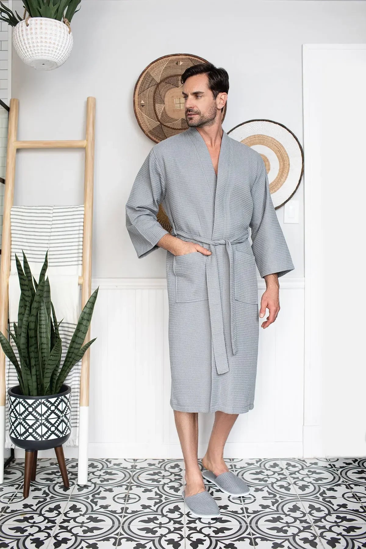 Waffle Spa Robe – Lightweight Quick-Dry Kimono Bath Robe
