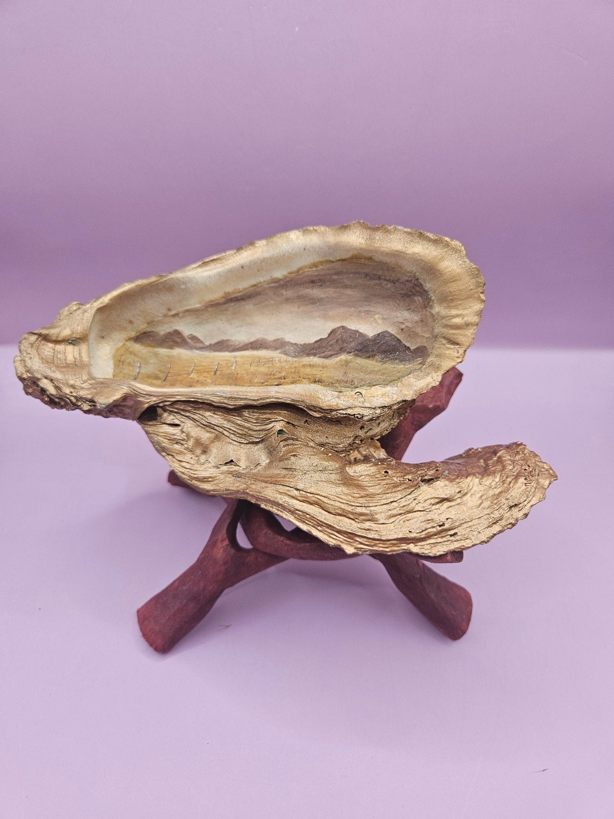 Hand-Painted Oyster Shells on Wooden Stands – Original Art by Charles Branch