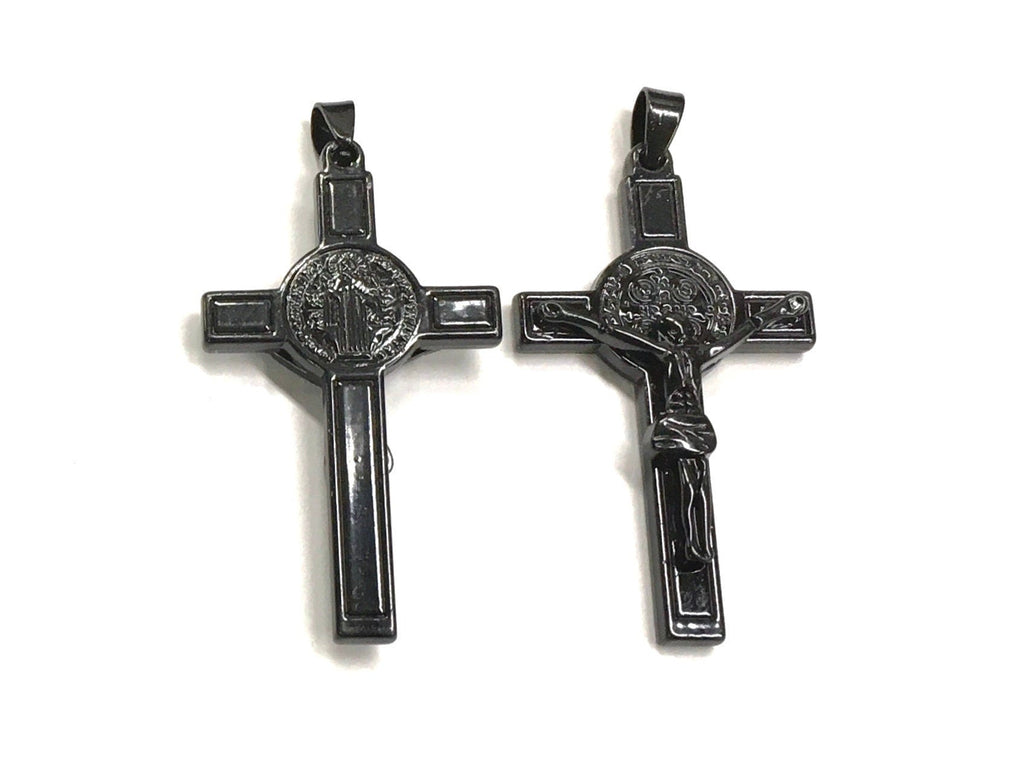 All-Black Saint Benedict Cross Necklace