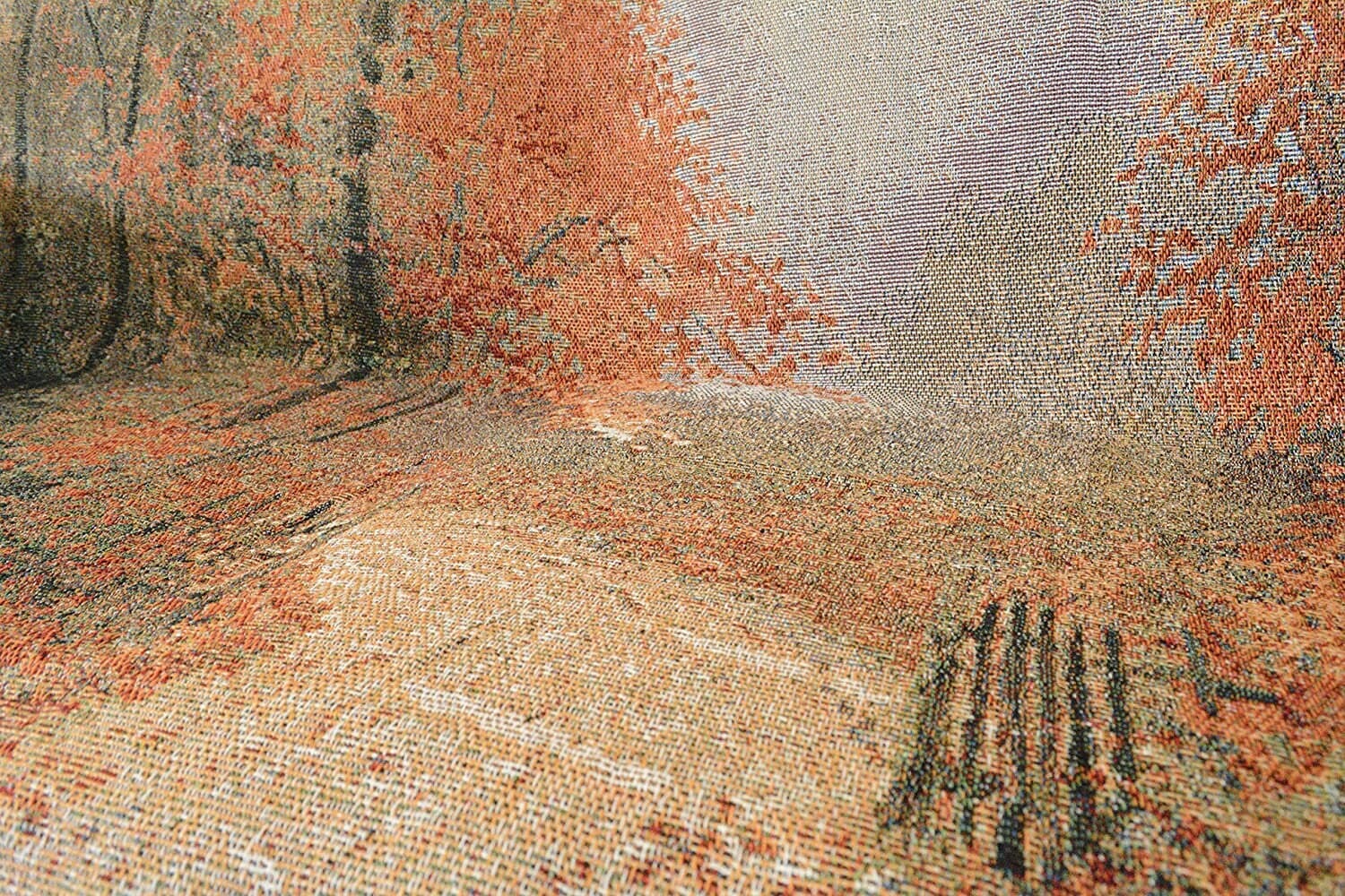 DaDa Bedding Autumn Fall Leaves & Forest Woven Tapestry Throw Blanket