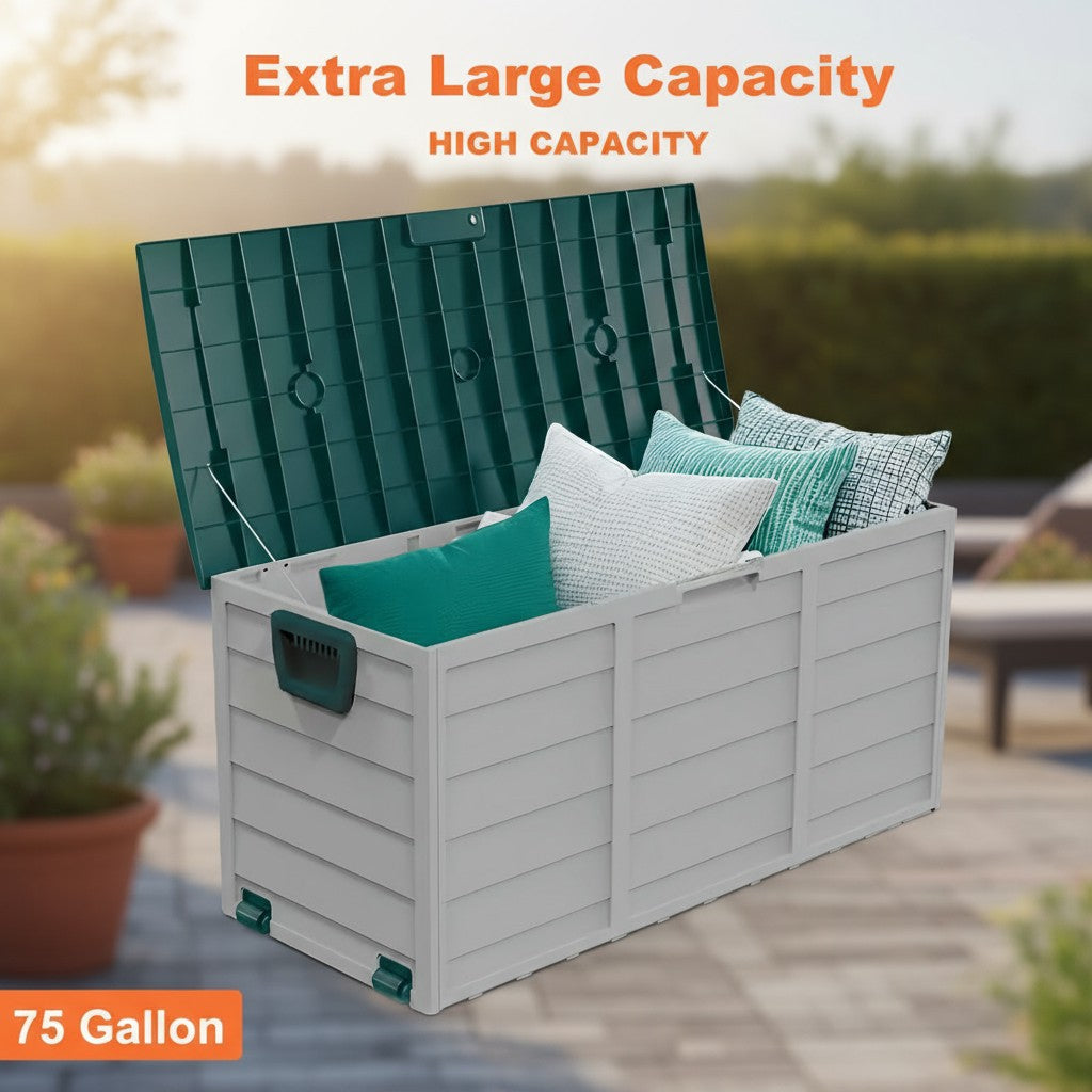 Heavy-Duty Outdoor Deck Box – Waterproof, Lockable Flip-Top Lid | 35 to 200 Gallon | Multiple Colors