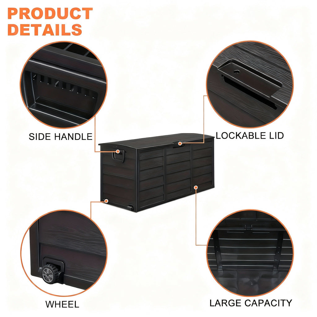 Heavy-Duty Outdoor Deck Box – Waterproof, Lockable Flip-Top Lid | 35 to 200 Gallon | Multiple Colors