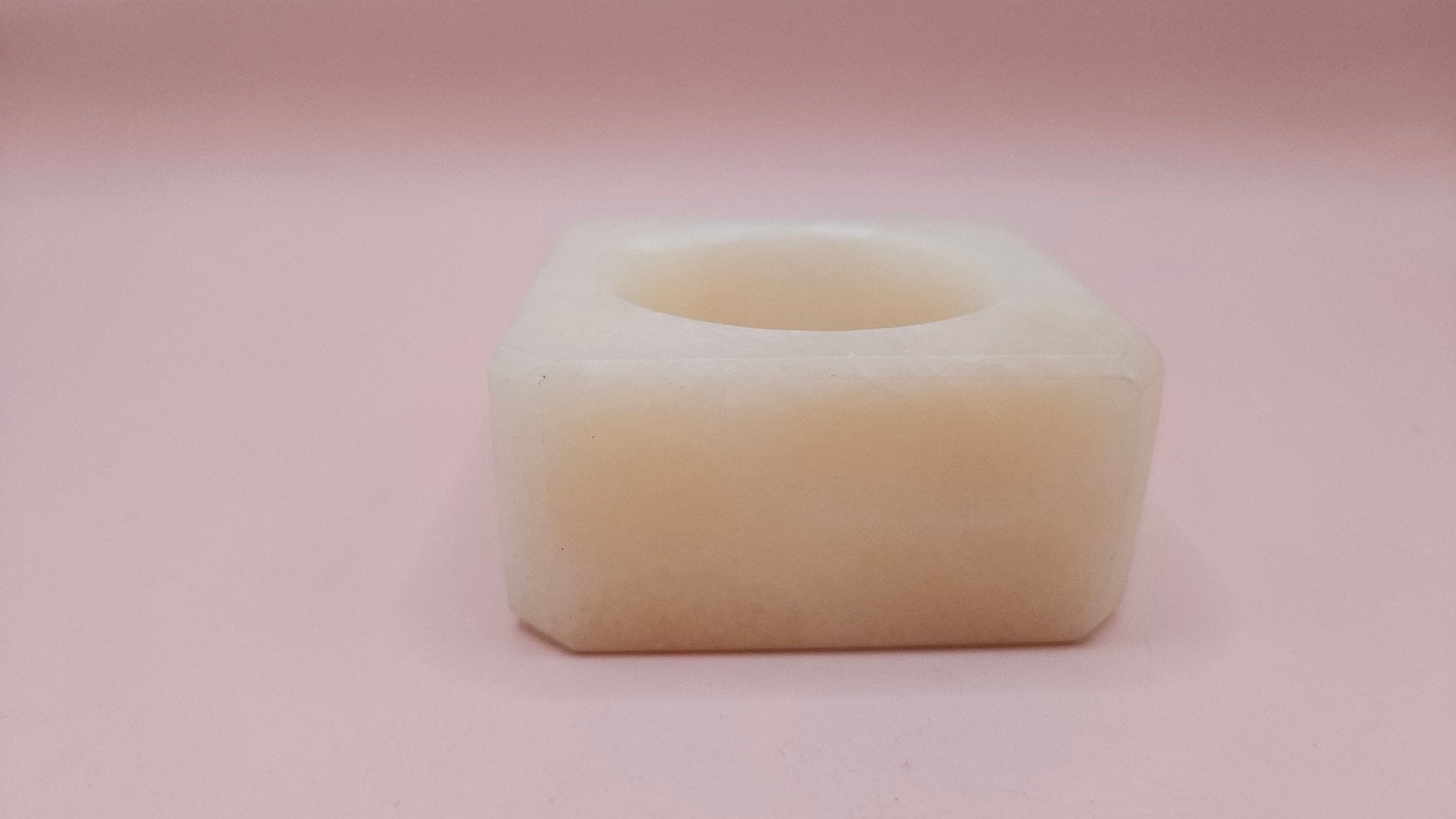 Ivory Onyx Tealight Holder | Hand-Carved Natural Stone | 2.4" Square