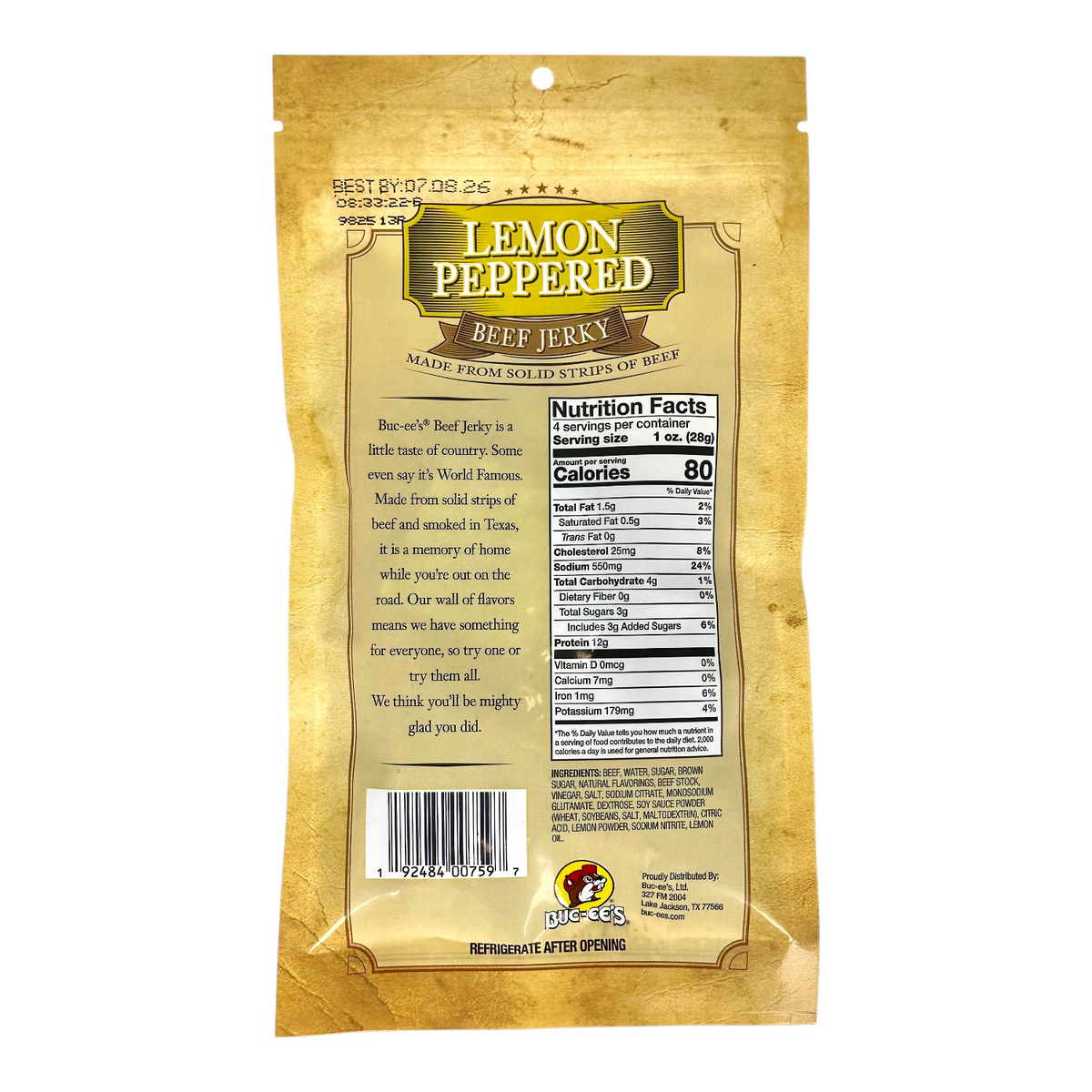 Buc-ee's Lemon Peppered Beef Jerky – Zesty & Bold
