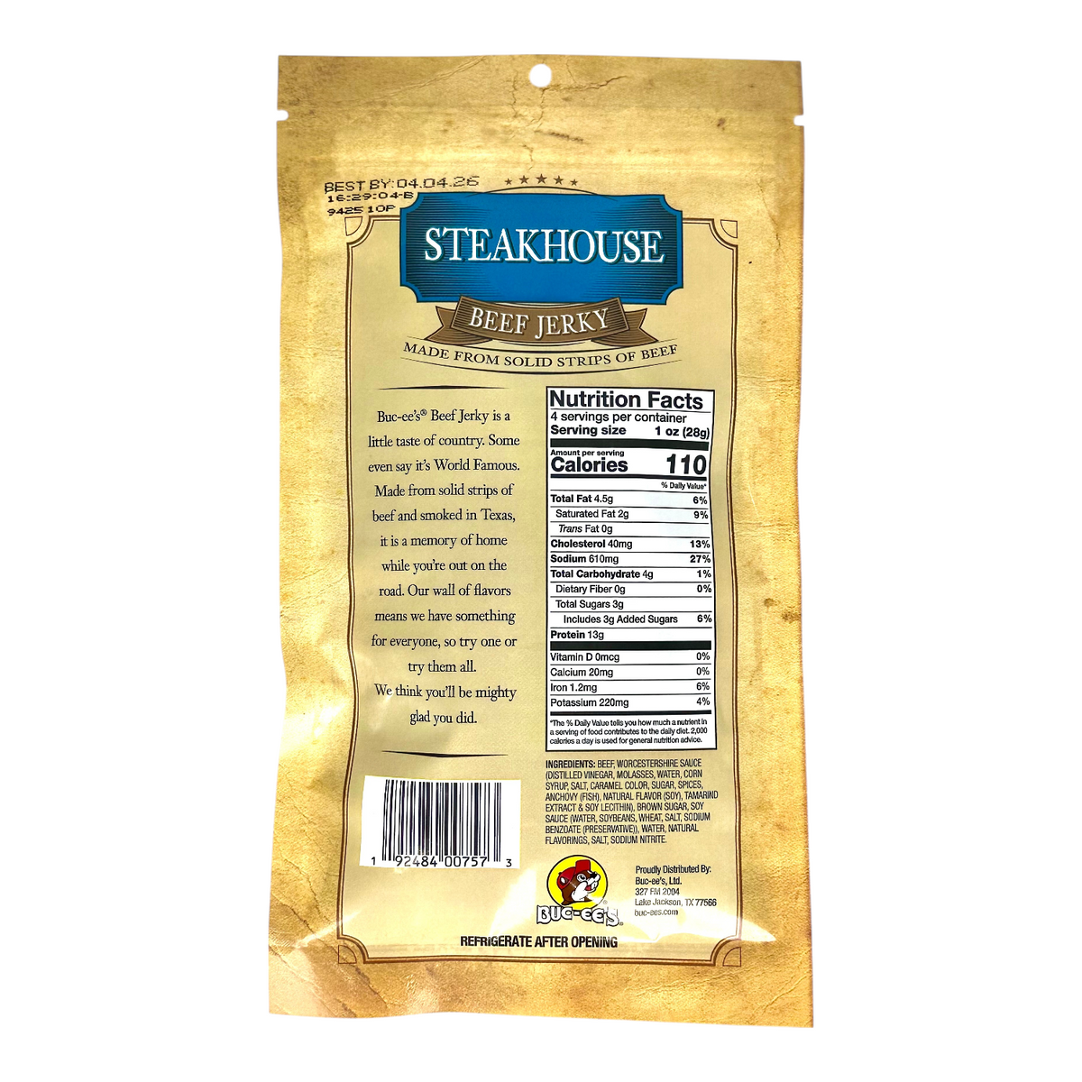 Buc-ee's Steakhouse Beef Jerky – Smoky & Savory